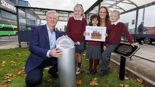 Shannon Airport Group's Ray O'Driscoll with schoolchildren Hannah O'Brien, Rylana Obtinario and Lee O'Callaghan and their teacher Aimee Moore