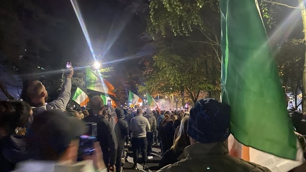Several thousand people are protesting outside a centre for international protection applicants at the Citywest Hotel in south county Dublin.