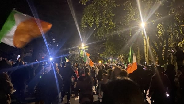 Several thousand people are protesting outside a centre for international protection applicants at the Citywest Hotel in south county Dublin.
