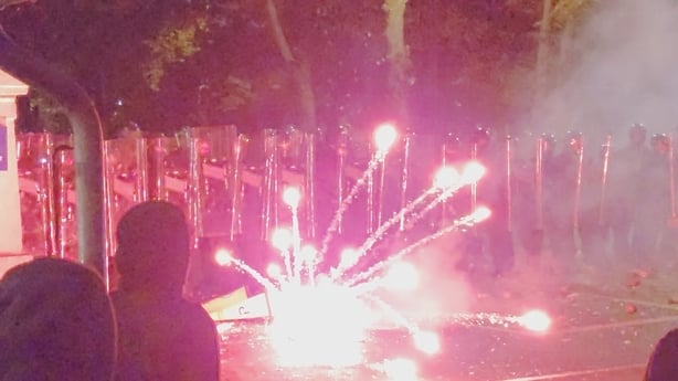 Photo shows firework exploding in front of gardaí at Citywest in Dublin