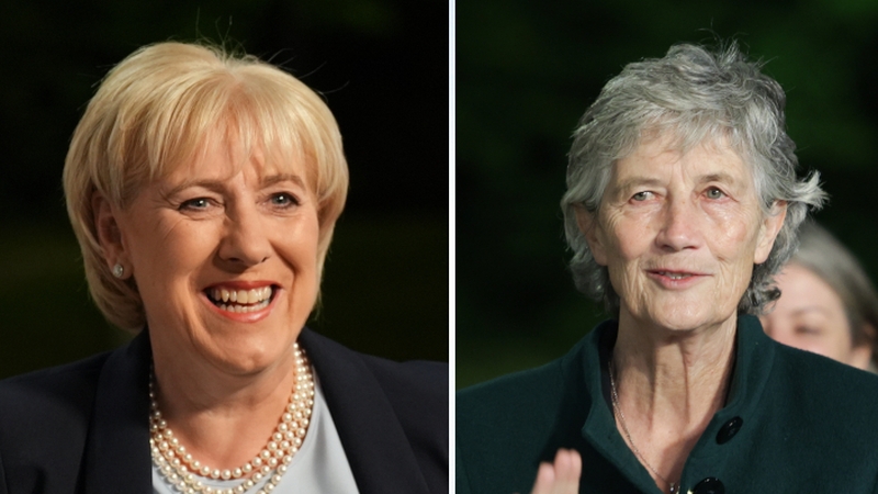 Heather Humphreys and Catherine Connolly arrive at RTÉ for debate