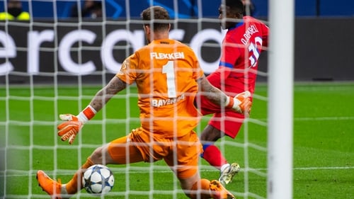 Ousmane Dembele scores PSG's sixth goal against Bayer Leverkusen