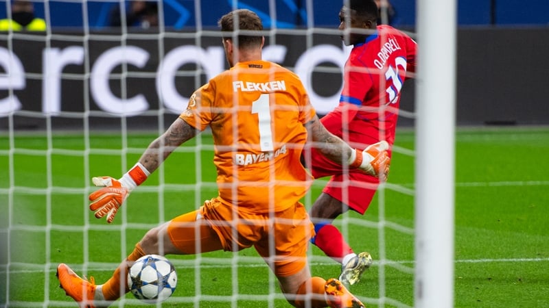 Ousmane Dembele scores PSG's sixth goal against Bayer Leverkusen