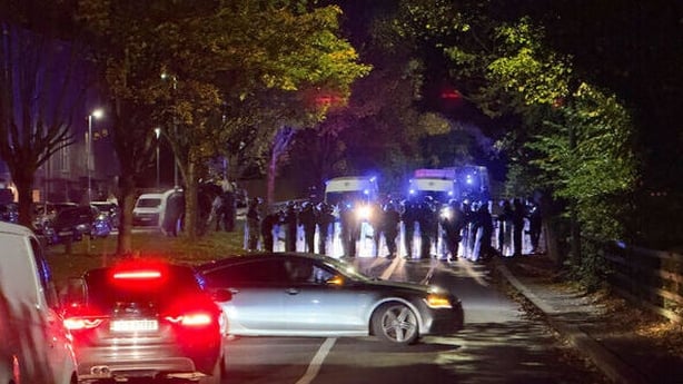 Gardaí block the road as cars line up