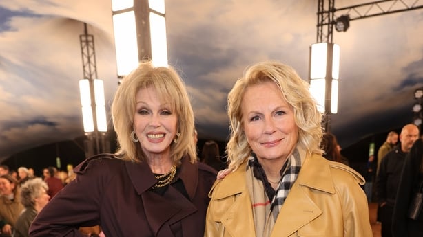 LONDON, ENGLAND - SEPTEMBER 22: Joanna Lumley and Jennifer Saunders attend the Burberry Summer 2026 show during London Fashion Week on September 22, 2025 in London, England. (Photo by Dave Benett/Getty Images for Burberry)