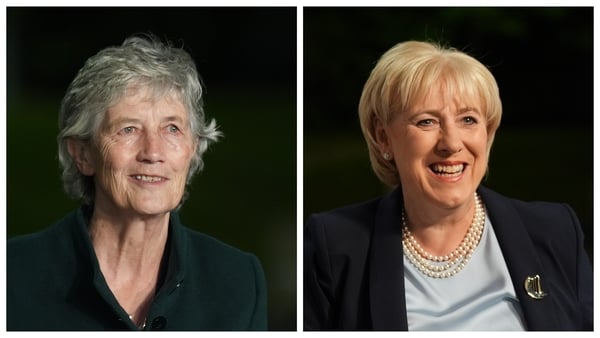 Composite image of Catherine Connolly and Heather Humphreys arriving to Prime Time debate