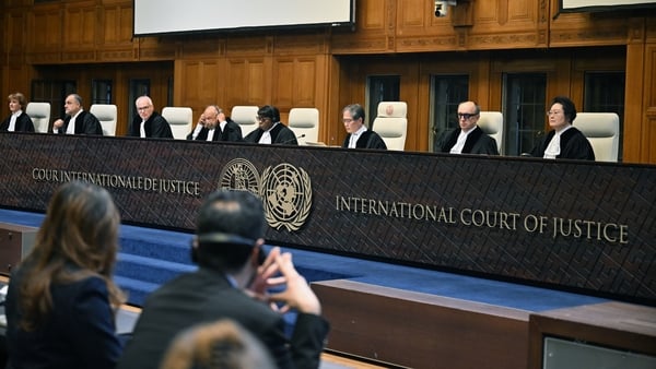 THE HAGUE, NETHERLANDS - OCTOBER 22: International Court of Justice (ICJ) gathers to issue an advisory opinion assessing the legal consequences of Israeli restrictions on United Nations (UN) agencies in the Hague, Netherlands on October 22, 2025. (Photo b