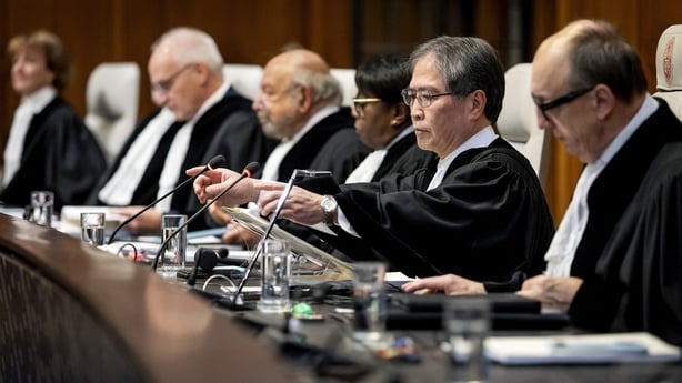 President of the International Court of Justice (ICJ) Yuji Iwasawa chairs the hearing of the ICJ in The Hague on October 22, 2025, in order to issue an advisory opinion on Israel's obligations to provide assistance in the occupied Palestinian territories. The top United Nations court on October 22,
