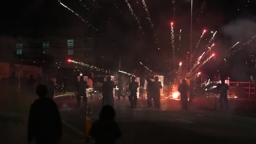Fireworks were thrown at gardaí during the protests