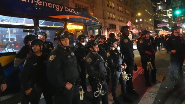 police intervene as protesters gather in new york city