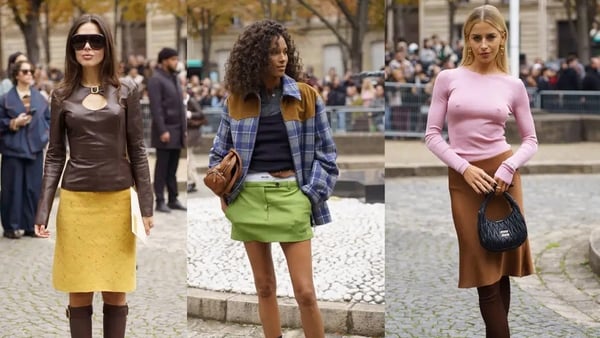 three women attending fashion week