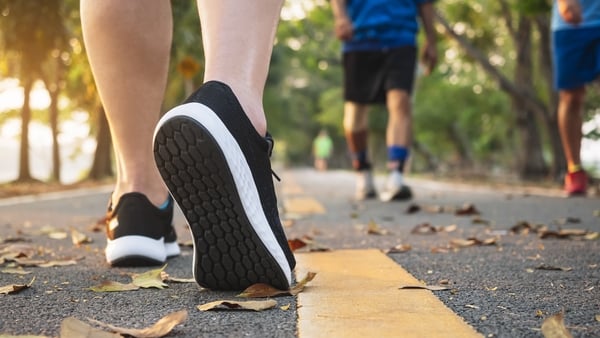 Man walk in park outdoor People exercise healthy lifestyle