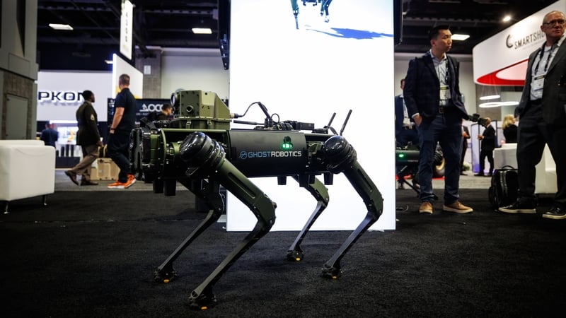 A Vision 60 Q-UGV robot at the Ghost Robotics booth at the Washington exhibition