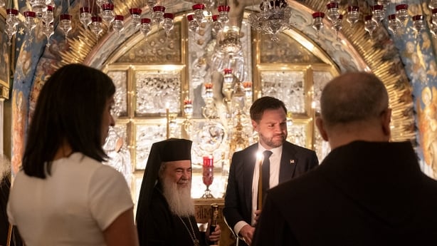 US Vice President JD Vance and Second Lady Usha Vance tour the Church of the Holy Sepulchre in the Old City of Jerusalem