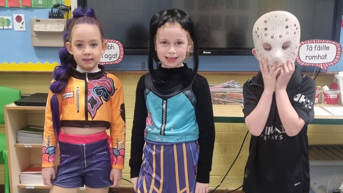 School kids celebrate Halloween on school dress-up day