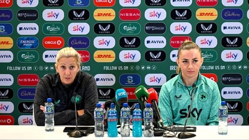 Carla Ward (L) and Katie McCabe faced the media on Thursday