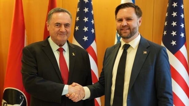 Israeli Defense Minister Israel Katz pictured with US Vice President JD Vance