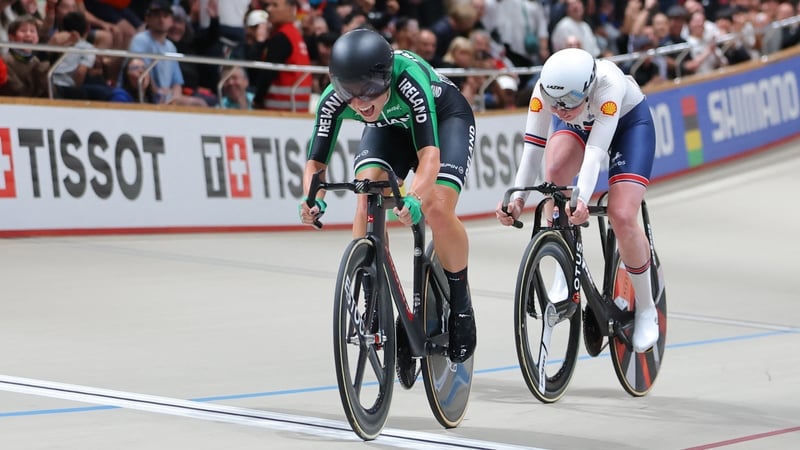 A delighted Lara Gillespie crosses the finish line in Santiago