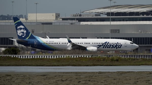 SAN FRANCISCO, CA - APRIL 17: An Alaska Airlines plane prepares to take off from San Francisco International Airport on April 17, 2024 in San Francisco, California. All Alaska Airlines flights were grounded for about an hour on April 17 for a technical is