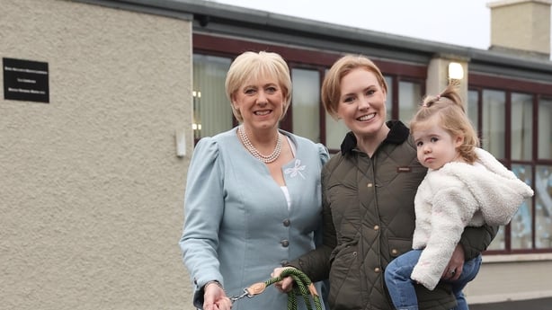 Fine Gael candidate Heather Humphreys with her daughter Eva and one-year-old grandaughter Charlotte