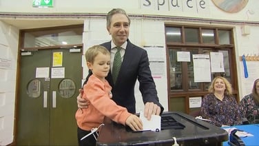 Simon Harris casts his vote in the Presidential Election