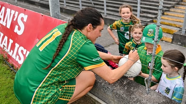 Niamh Gallogly of Meath signing autographs