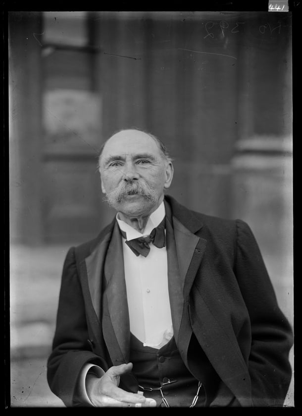 Black and white image of Douglas Hyde in formal dress