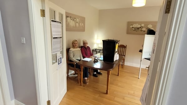 Aisling O'Donovan and Monica Aherne are pictured at the polling station