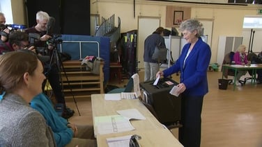 Catherine Connolly votes in Galway