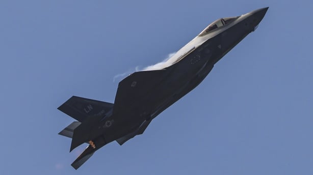 Lockheed Martin F-35 Lightning II a fifth generation fighter jet during a flight demonstration at Paris Air Show 2025 at Le Bourget Airport. The F35 is a multirole combat aircraft, an American made single seat, single engine, supersonic stealth strike fighter designed for air superiority, strike mis