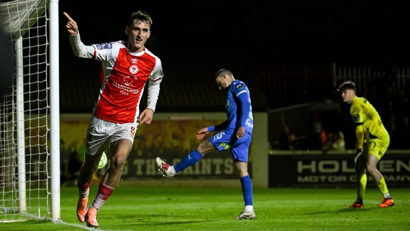 St Patrick's Athletic striker Mason Melia celebrates his goal against Waterford