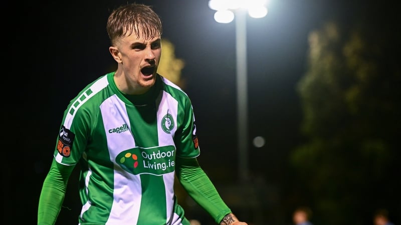 Cian Doyle of Bray Wanderers celebrates his late match-winning goal