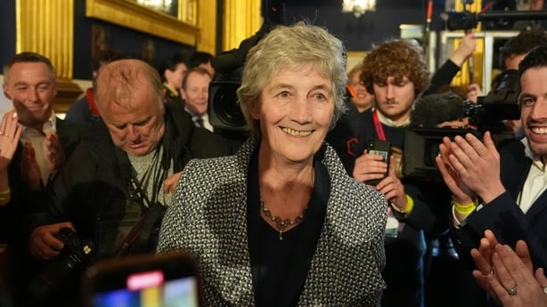 Independent candidate Catherine Connolly arriving at Dublin Castle for the count at Dublin Caste in Ireland's presidential election to replace Michael D Higgins, who has served the maximum two seven-year terms. Picture date: Saturday October 25, 2025.
