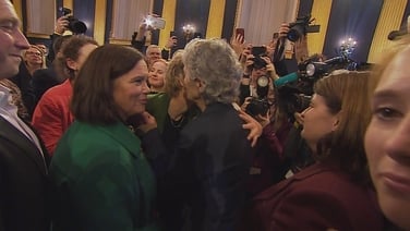 Catherine Connolly greets Opposition parties