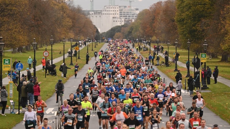 Participants run through the Phoenix Park during the 2024 marathon