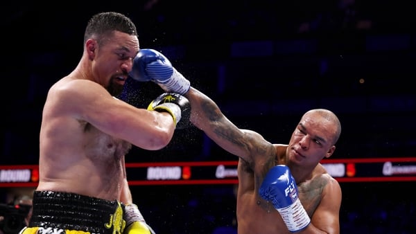 LONDON, ENGLAND - OCTOBER 25: Fabio Wardley punches Joseph Parker during the Heavyweight fight between Joseph Parker and Fabio Wardley on the "All or Nothing" Fight Night at The O2 Arena on October 25, 2025 in London, England. (Photo by Richard Pelham/Get