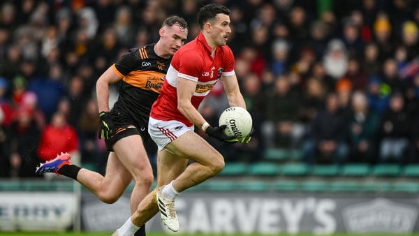 26 October 2025; Mark O'Connor of Dingle in action against Conor Horan of Austin Stacks during the Kerry County Senior Club Football Championship final match between Austin Stacks and Dingle at Austin Stack Park in Tralee, Kerry Photo by Brendan Moran/Spo