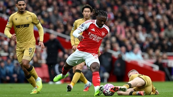 LONDON, ENGLAND - OCTOBER 26: Eberechi Eze of Arsenal is tackled by Adam Wharton of Crystal Palace during the Premier League match between Arsenal and Crystal Palace at Emirates Stadium on October 26, 2025 in London, England. (Photo by David Price/Arsenal