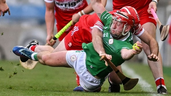 Dublin , Ireland - 31 May 2025; Jack Morrissey of London is fouled by Patrick Turner of Derry during the Christy Ring Cup final match between Derry and London at Croke Park in Dublin. (Photo By Stephen Marken/Sportsfile via Getty Images)