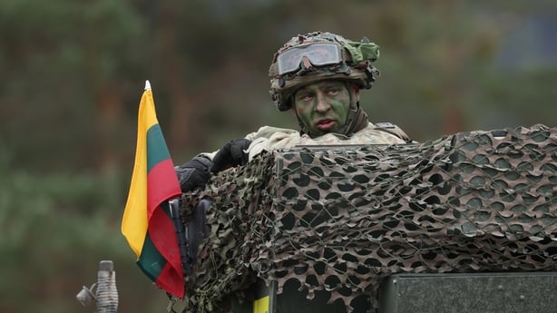 A soldier of the Lithuanian Land Force participates in the Allied Spirit 25 military exercise at the U.S. 7th Army Training Command Joint Multinational Readiness Center on March 12, 2025 near Hohenfels, Germany. Approximately 3,000 troops from NATO member countries, including the United States, Aus