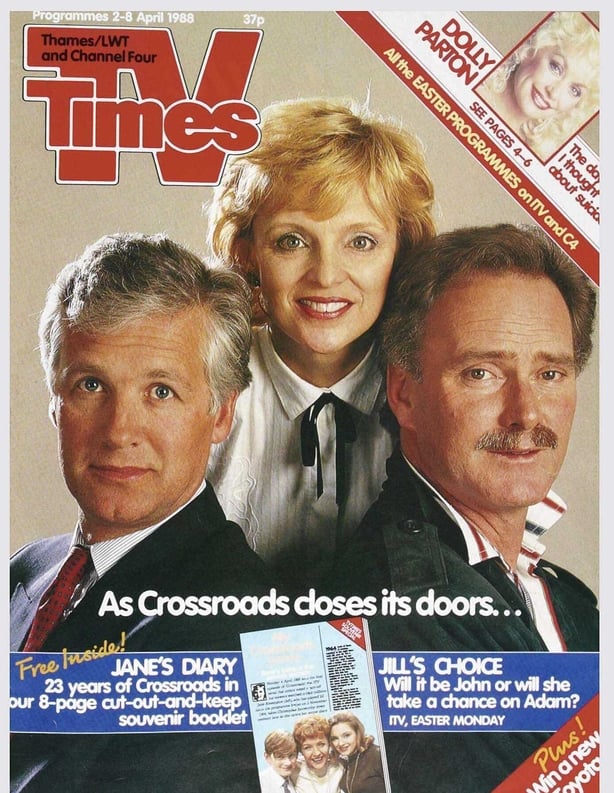 Archive TV Times Magazine from April 1988 with characters from the TV soap ' Crossroads' on the cover.