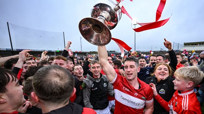 Paul Geaney and teammates celebrate after the Kerry County Senior Club Football Championship victory over Austin Stacks, Dingle's first in 77 years. Photo: Brendan Moran/Sportsfile