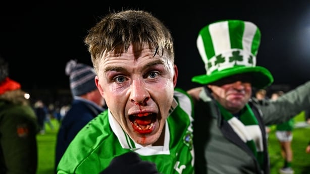 25 October 2025; David Wynne of Maigh Cuilinn celebrates after the Galway County Senior Club Football Championship final match between Maigh Cuilinn and Salthill-Knocknacarra at Pearse Stadium in Galway. Photo by Tyler Miller/Sportsfile