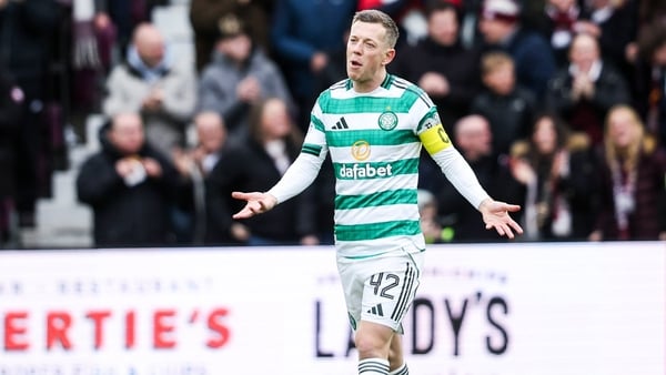 EDINBURGH, SCOTLAND - OCTOBER 26: Celtic's Callum McGregor looks dejected during a William Hill Premiership match between Heart of Midlothian and Celtic at Tynecastle Park, on October 26, 2025, in Edinburgh, Scotland. (Photo by Craig Foy/SNS Group via Get