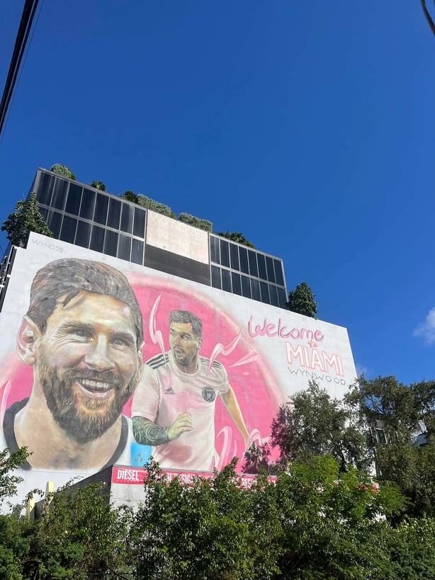 A mural of football player Lionel Messi