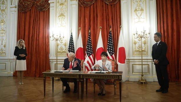 Donald Trump and Sanae Takaichi signed an agreement on critical minerals and rare earths at Akasaka Palace state guest house in Tokyo