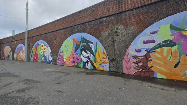 Painted murals on railway line