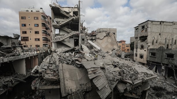 A view of the destruction following Israeli attacks on Bureij camp in Gaza