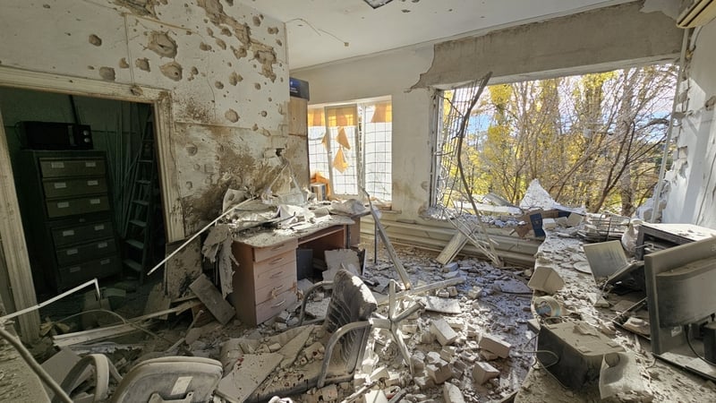 A view of the aftermath of a Russian strike on a children's hospital in the Dnipro district of Kherson (Credit: Kherson Regional Military Administration)