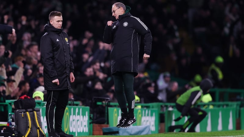 Celtic left Martin O'Neill jumping for joy in their rout of Falkirk